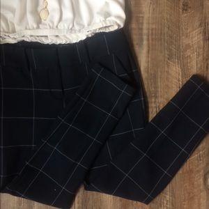 Ann Taylor navy plaid crop pencil slacks pants